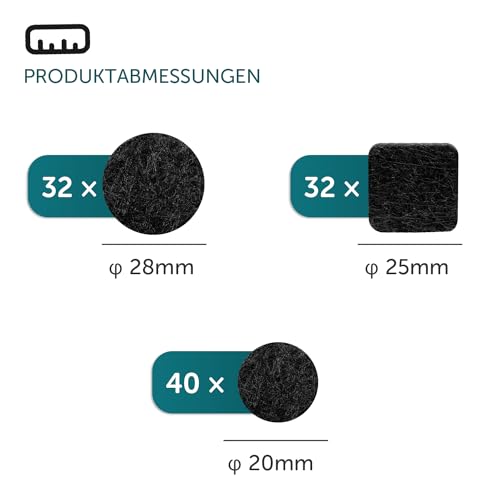 shinfly Filzgleiter Selbstklebend Set 104 Stück - Filz gleiter für Stühle 3mm Dicke - Möbelgleiter Filz Selbstklebend Mit Idealer Klebkraft - Stuhl Filzgleiter für Möbel