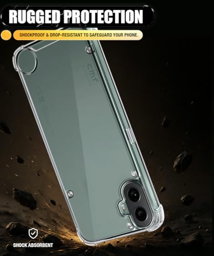 Image of WOW IMAGINE Ultra-Hybrid Crystal Clear Back Case for Nothing CMF Phone 1 | Shockproof Design | Camera Protection Bump | Hard Clear Mobile Back Cover with Cushioned Edges - Transparent