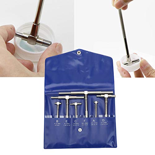 Generic 6Pcs Set Telescopic Gauge 8 150mm Adjustable Inner Diameter Gauge Micrometer Measuring Tools with Spring Tension for Quick Checking of Holes, Slots, and Recess Up to 6 Inch Deep