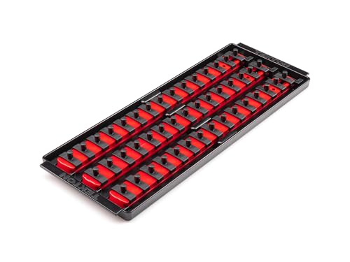 Image of TEKTON 1 /4 Inch Drive 3-Rail Socket Organizer Set, Red (45-Tool) | OST06145 | Made in USA