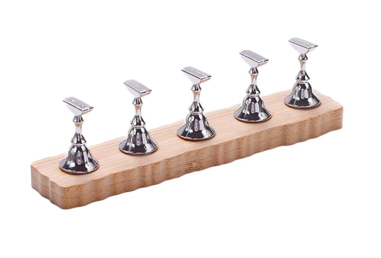 Nail Tip Holders for Press On Nail, Acrylic Nail Display Stand, Nail Practice Stand Wave Edge with Wooden Base Nail Stand for DIY Nail