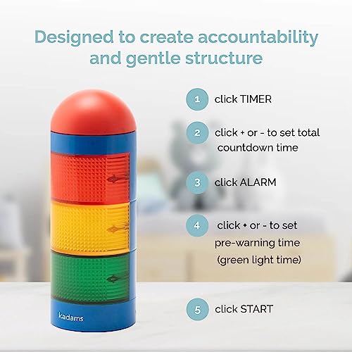 Kadams Visual Timer For Kids With Audio Alarm - Traffic Light Alarm For Kids, Teachers, Classroom, Home, Time Management Tool, 24Hr Countdown, Pause Function, Auto Timer - Blue #TOP6