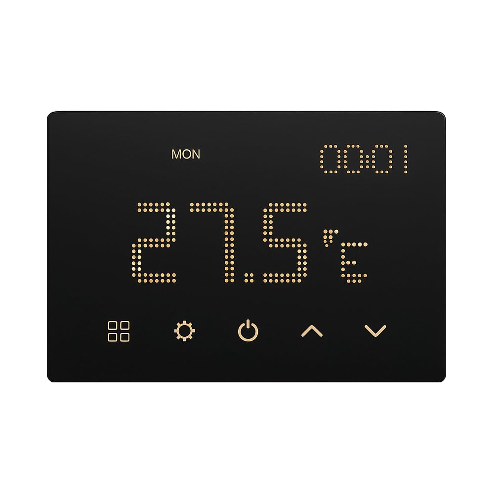 Cronotermostato ad incasso, montaggio su scatola a 3 moduli, WiFi smart, nero, display LED touch, programmazione con APP, 220V 230V, caldaia, funzione estate/inverno, ETWF4302