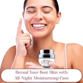 Clear Beauty Collagen & Retinol Night Cream - Firms, Hydrates & Smooths Fine Lines - Face Moisturizer For Dry Skin, Vegan, Clean Beauty - Korean Skin Care, Dermatologist Tested - 1.69 Fl Oz