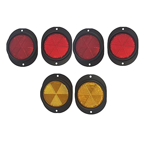 6 Military Vehicle Reflectors, 4 Red Lens, 2 Amber Lens Plus Black/Tan/Green Body fits Humvee (Black)