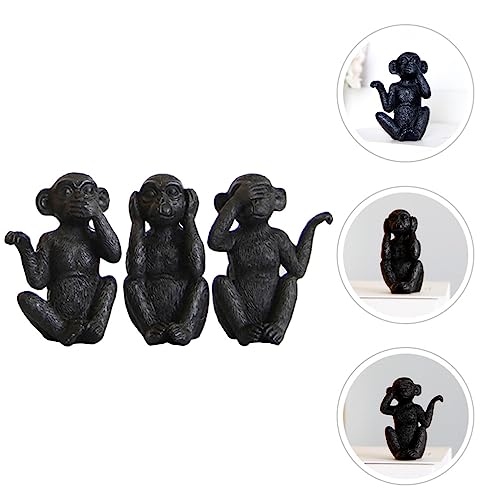Set de 3 estatuas de mono de resina decorativas miniatura 2