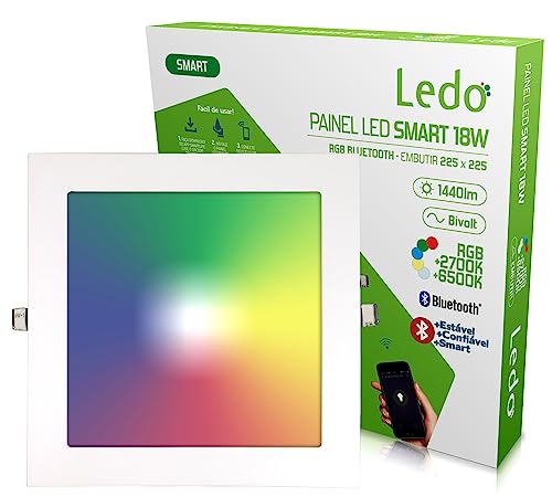 Painel Inteligente Led Smart 18W RGBWA Bluetooth Quadrado Embutir...