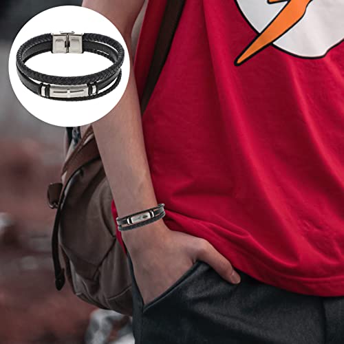 USHOBE Pulseira Masculina Pulseira Corrente De Pulso Pulseira De Couro Trançado