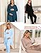 SWOMOG Maternity Nursing Robe Set 3 PCS Postpartum Breastfeeding Pajamas Lounge Hospital Pregnancy Pjs with Robe, Black Grey Medium