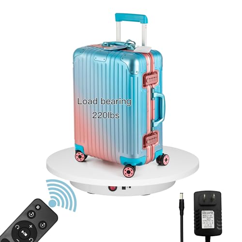 GOHASPW Large Rotating Display Stand 16.5'' Motorized Turntable Spinning Photography Turntable (White Wired)