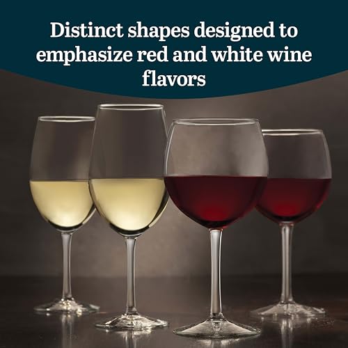 Libbey Vineyard Reserve Wine Glass Set of 12, Red and White Clear Wine Glasses, Merlot, Bordeaux, Chardonnay Gifts, Lead-Free Stemware Glasses
