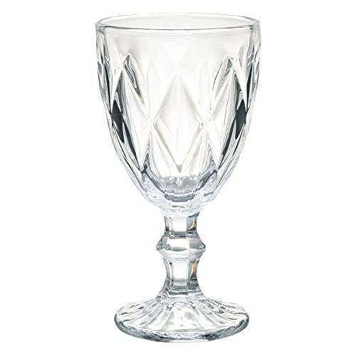 Mimo Style Jogo de 6 Taças de Vidro Transparente Vitral com Capacidade de 320ml com Alto Relevo e Ap