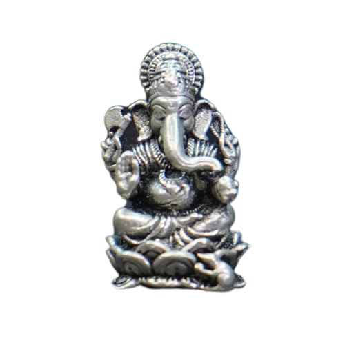Mahita Collections Pure Silver Antique Lotus Ganesh Stting 5.77G, Lord Ganesha Statue, Ganesha murti, Ganpati Idol for Home Decor, Ganesh Idol.