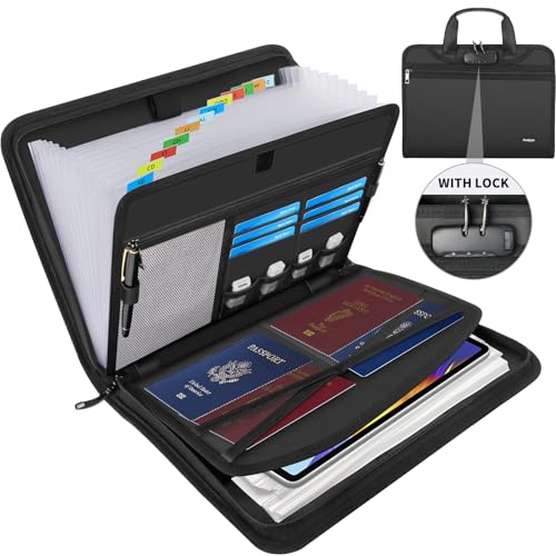 Andyer Fireproof Accordion File Organizer with Lock,...