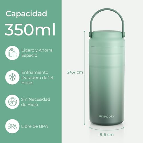 Momcozy Enfriador Portátil de Leche Materna para Uso en Exteriores, 24 h de Refrigeración sin Hielo, Contenedor para Biberones de Leche Materna, 355 ml, a Prueba de Fugas, Mini Nevera Outdoor - imagen 2