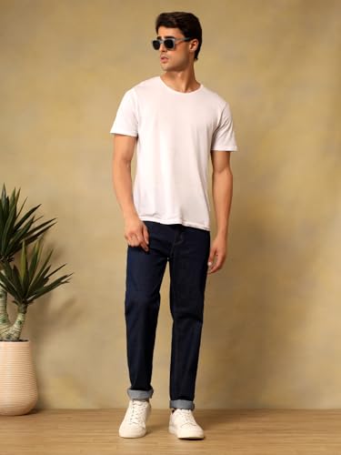 Image of KOTTY Mens Solid|Mid Rise| Coin Pocket|Button|Ankle Length|5 Pocket Jeans