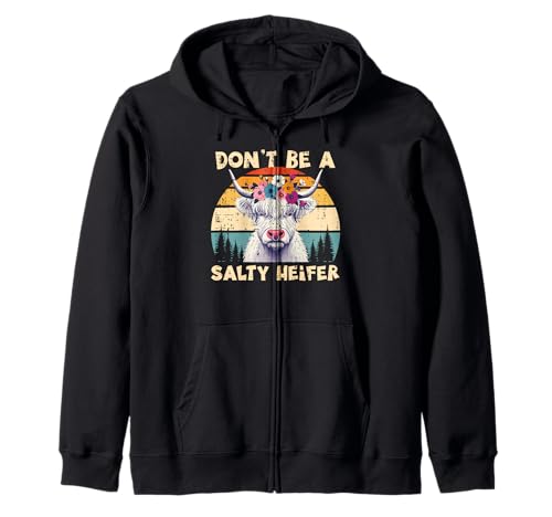 Highland Cow Dont Be Salty Heifer drôle pour Femmes, Filles et Enfants Sweat à Capuche