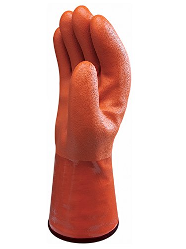 SHOWA Size 10 Orange Atlas AcrylicCotton Insulated Lined PVC Chemical Resistant Gloves