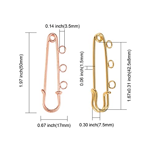 Image of LiQunSweet 30 Pcs 6 Colors Iron Heavy Duty Safety Pins with 3 Loops Metal Kilt Pins Needles Fasteners for Brooch Making Blanket Knitted Fabric Crafts