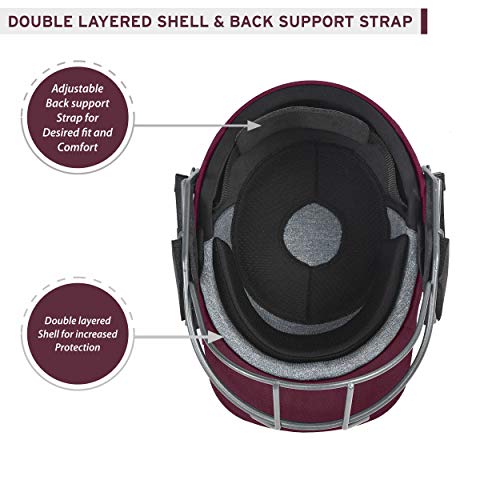 Image of DSC Fort 44 MS Cricket Helmet for Mens (Adjustable Steel Grill | Back Support Strap)