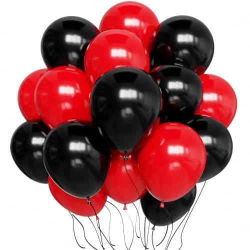 Image of YMSZ Red and Black balloons, 100pcs 12Inch Red Balloon Birthday decorations