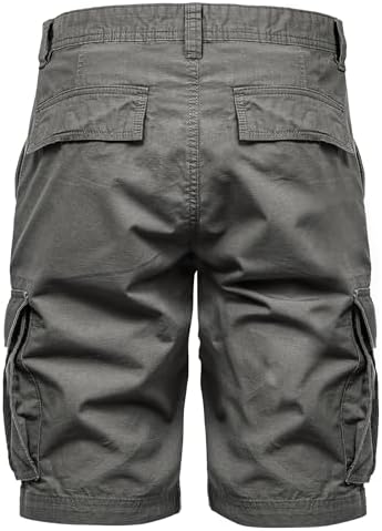 Herren Cargo Shorts Mit Reißverschlusstaschen - Outdoor Ripstop Mehrzweck Shorts Lockere Passform