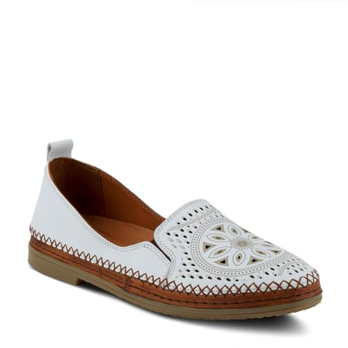 Image of Spring Step Women's Ingrid Loafers - Premium Leather Slip-On with Laser Cutout Design, Elastic Goring and Lightweight Flat Sole for Comfortable Stylish Wear