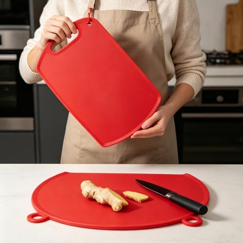 Tabla de cortar de silicona antideslizante en forma de D para cocina e interior 4