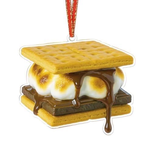JUESMOS Food Christmas Ornaments 2D Acrylic Foam Smores Ornaments for Christmas Tree Decorations Funny Dessert Ornament Camping Smores Xmas Keepsake Gifts for Kids Women Girls Sister Son Daughter