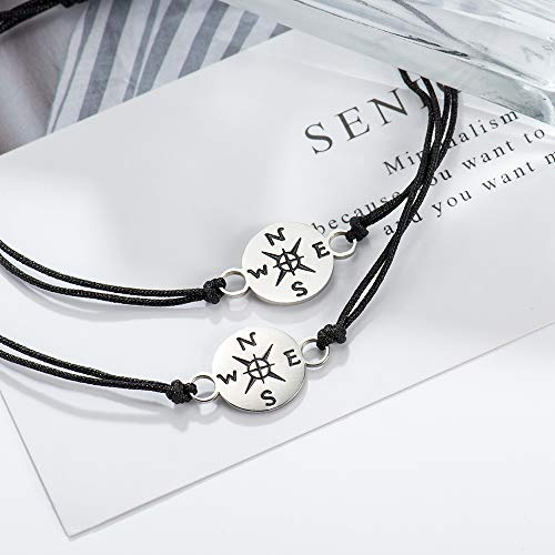 Manven Pinky Promise Friendship Bracelet Compass Wishes Matching String Long Distance Bff Bracelets For 2 Boyfriend And Girlfriend Women Best Friend #TOP4