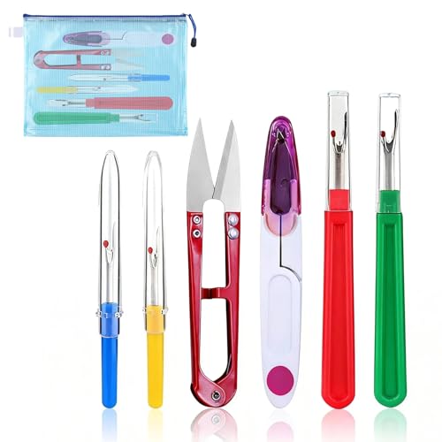 Dreamil Lot de 6 séparateurs de couture avec capuchon de protection - Coupe-fil - Outil de retrait de fil - Grand/petit