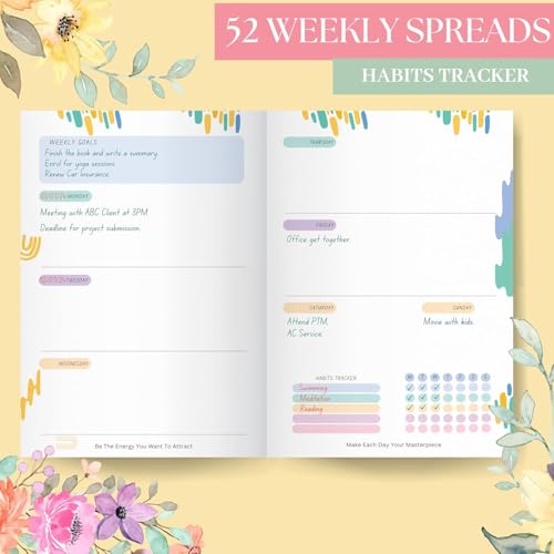 Image of LAURET BLANC 12Months Undated Planner, 12 Monthly Spreads, 52 Weekly Spreads, Habit Tracker, Utility Pages, Paperback (The Secret Of Getting Ahead Is Getting Started)