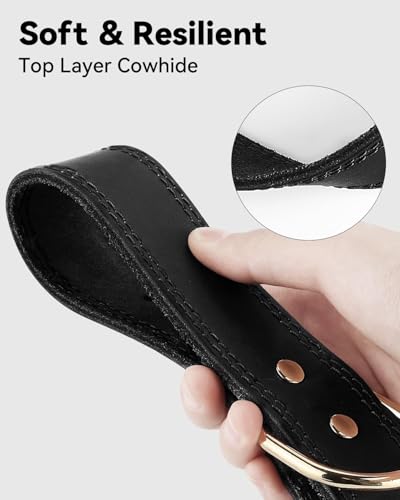 Joytale Hundehalsband Leder, Halsband aus Leder für Mittlere Hunde, Weiches Echtleder Hundehalsband Langlebig und Verstellbar, Schwarz, M