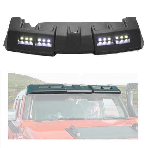 HECASA Front Sun Visor Roof Compatible with Hummer H3 Windshield Sun Visor Shade Truck Cab W/LED DRL...
