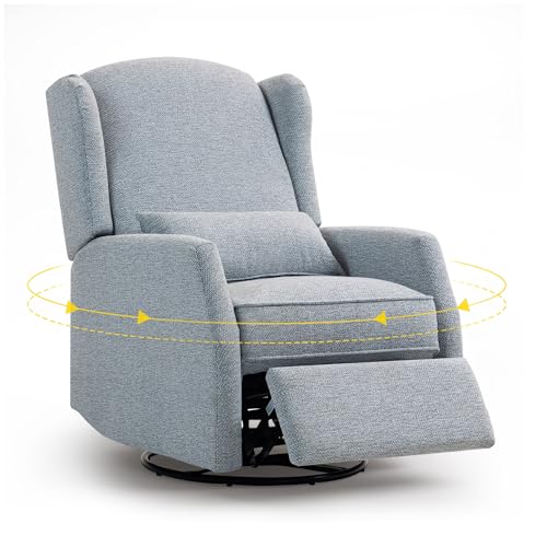 Sillón giratorio reclinable gris con reposapiés ajustable miniatura 1