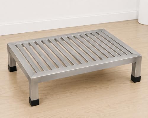Image of Steel Ka Pida Baithane Wala | Heavy Duty Stainless Steel Pida Stool for Sitting | Multipurpose Low Height Stand for Kitchen, Bathroom & Work | Rust Proof | L 12 x W 8 x H 4 Inch