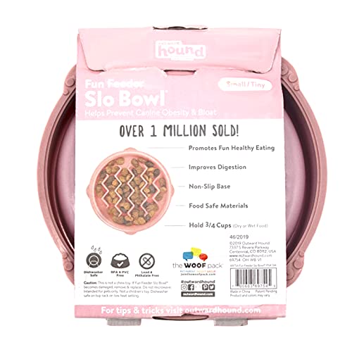 Outward Hound Fun Feeder Slo Bowl, Slow Feeder Dog Bowl, Small/Tiny, Pink #TOP2