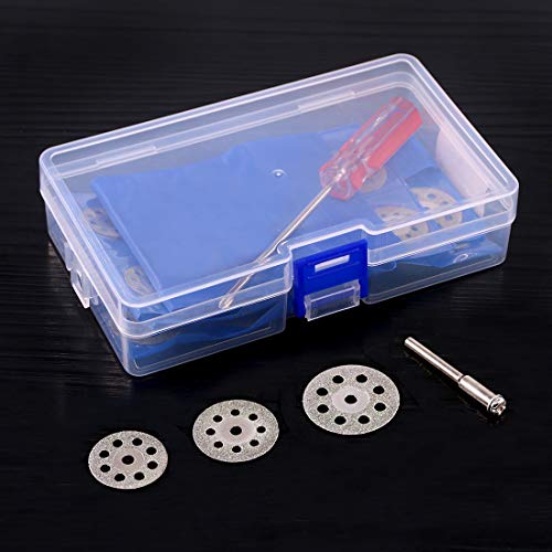 Swpeet 43Pcs Assorted Sizes Diamond Cutting Wheel With 8 Breathing Holes Kit, Rotary Tool Cutting Wheels Sets With 2Pcs Mandrel And 1Pcs Screwdriver Perfect For Cutting Disc Gem Stones, Metal, Glass #TOP6