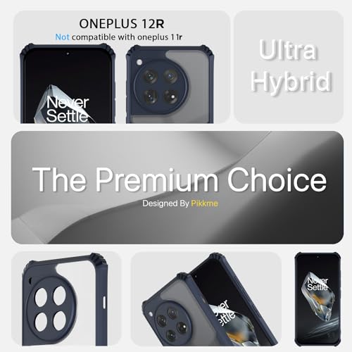 Image of Pikkme OnePlus 12R 5G Back Cover | Crystal Clear Transparent Back | Ultra Hyrbid | Full Camera Protection | Raised Edge | Bumper Back Case (Blue)