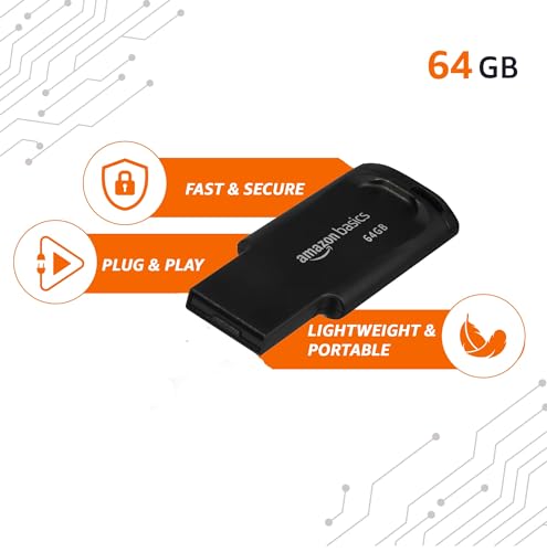 Amazon Basics 64 GB Flash Drive | USB 2.0 E Series | Temperature, Shock and Vibration Resistant | Plastic Body Finish - Image 2