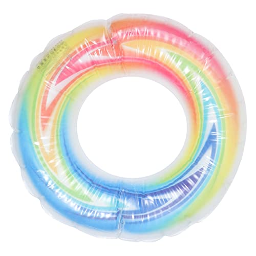 HOOTNEE Rainbow Inflatable Swimming Ring Pool Float with Colorful Design for Summer Beach Parties Family Gatherings and Pool Games Leak and Easy to Inflate