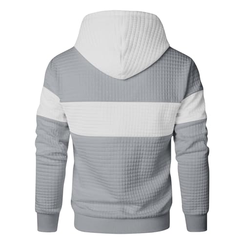 Ymosrh Men's Sweatshirts Hoodies, Color Block Long Sleeve Athletic Workout Hoodie Plaid Jacquard Sweatshirts, S-3XL4