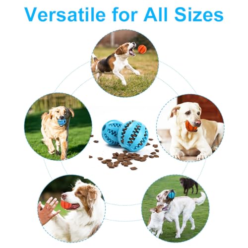 Futterball für Hunde, Hundespielzeug Ball, Hundeball mit Zahnpflege, Snackball Hund, Hunde Interaktive Bälle, Hundebälle aus Gummi, Leckerli Ball, Kauspielzeug Intelligenz, Snackball, Ø 6cm, 2 Stück