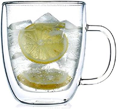 Dragonone 二重壁ガラスカップ 玻璃品 耐熱ガラス 二層ダブルウォールマグ 350ml