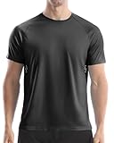 Men's UPF 50+ Swim Shirts, Sun Protection Short Sleeve Rash Guard, Quick Dry T-Shirt for Fishing and Surfing Charcoal Gray