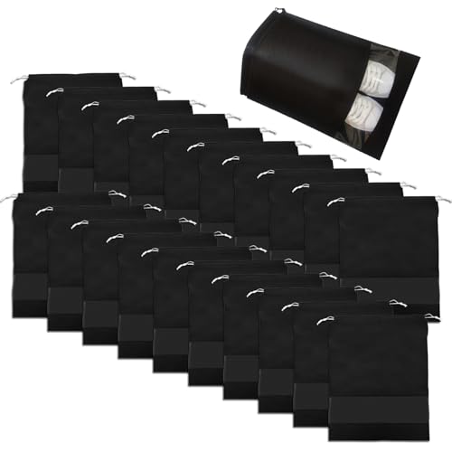 20 Piece Travel Shoe Bag, Shoe Storage Bag With Transparent Window, Dust-Proof Drawstring Travel Shoe Storage Bag, Essential for Travel, Large Capacity