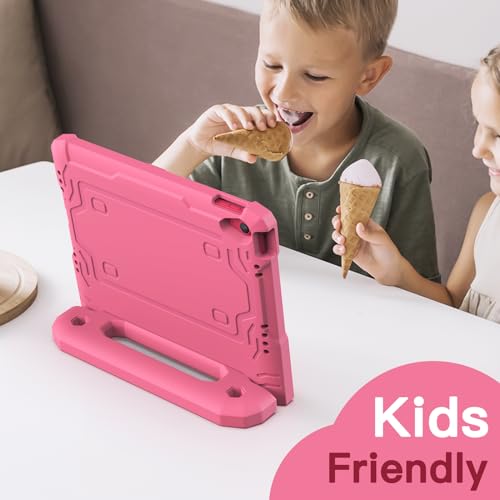 Image of JETech Kids Cover Case for iPad (A16) 11th /10th Generation (2025 /2022) with Built-in Screen Protector, Shockproof Full-Body Handle Stand Tablet Protective Cover (Pink)