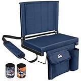 APEXUP Stadium Seats with Back Support, Portable Bleacher Seat with Large Pocket and Cup Holder, Wide Stadium Chair for Sports Events and Concerts (Navy Blue)