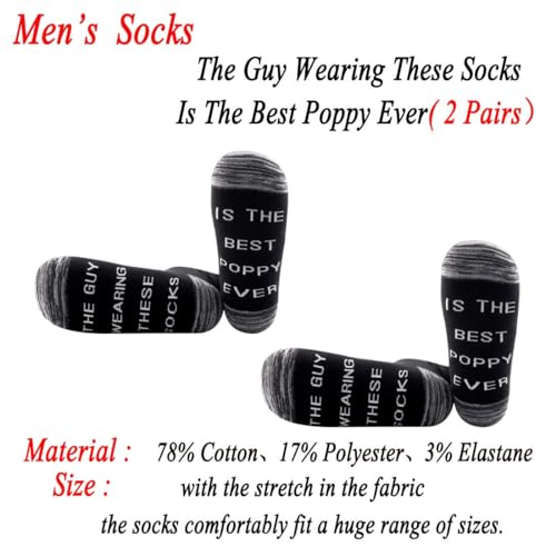 JXGZSO 2 Pairs Poppy Gift The Guy Wearing These Socks Is The Best Poppy Ever Socks Fathers Day Present Birthday Gift2