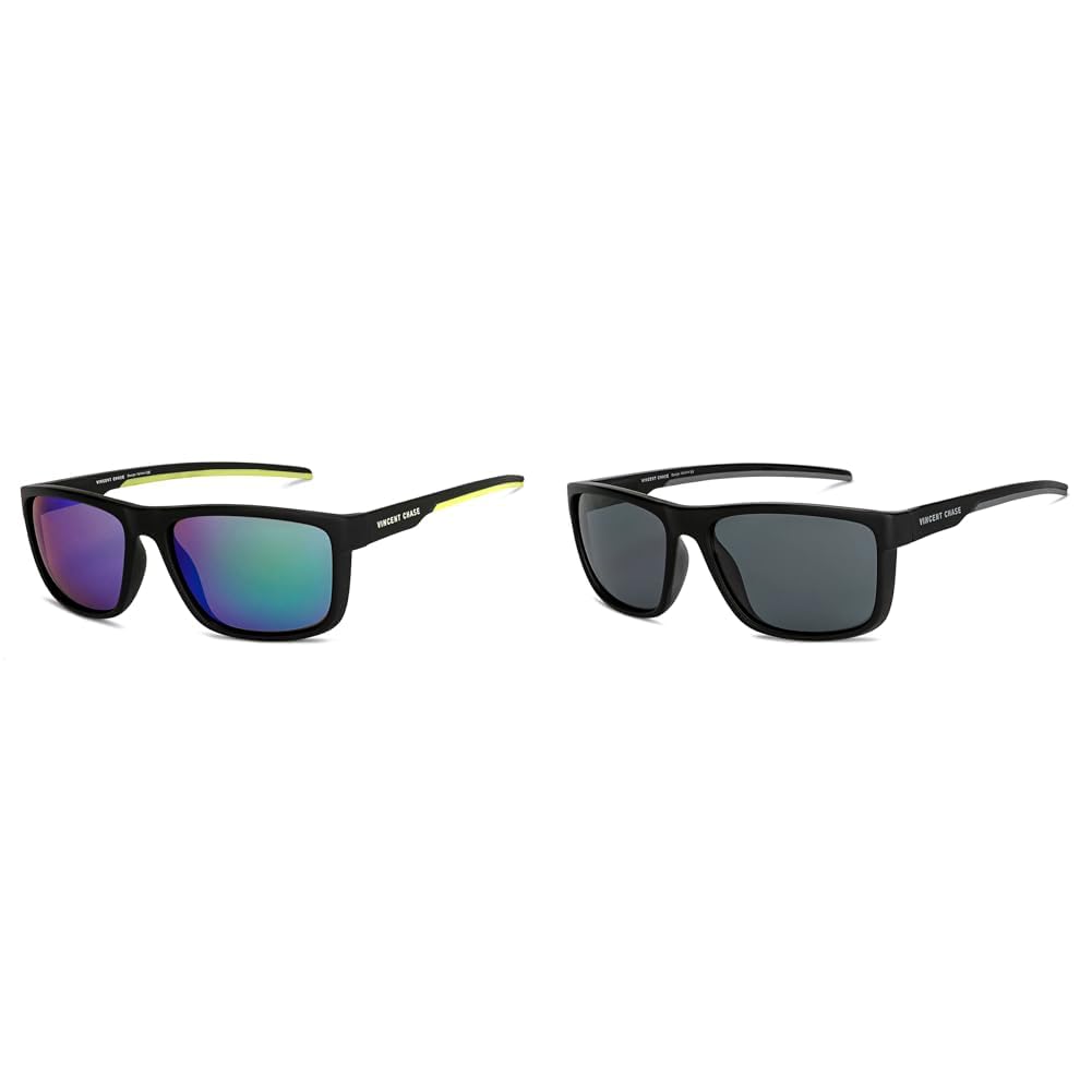 VINCENT CHASE EYEWEAR | Full Rim Sports Branded Latest And Stylish Sunglasses | Polarized And 100% Uv Protected | Men & Women | Vc S14122 Pack Of 2, Assorted, Standard